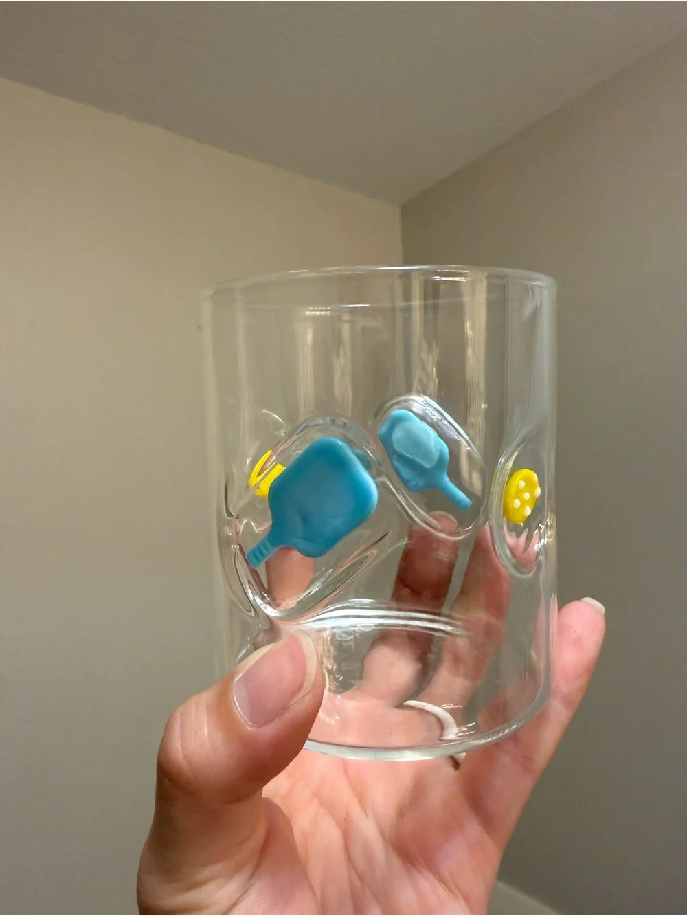 Anthropologie Icon Juice Drinking Glass Pickleball Drinkware Summer Paddle Ball